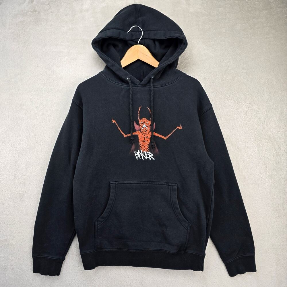 Baker Skateboards Nasty Neckface Hoodie Mens Small Black Skater Y2K Grunge